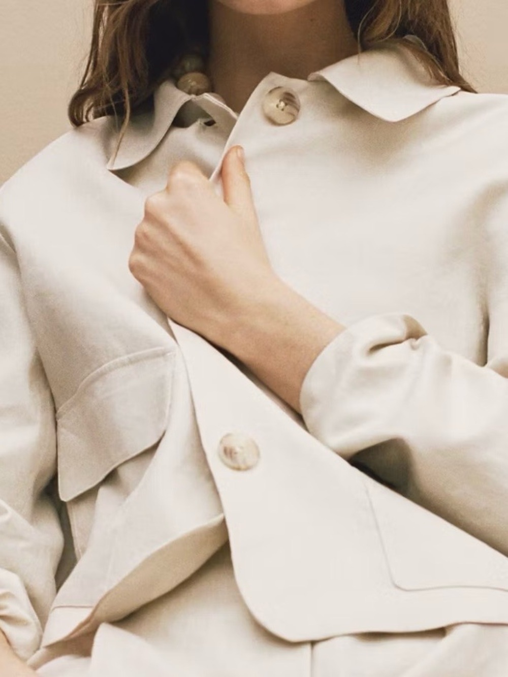 Mango Cream Cropped Button Jacket - Picture 3 of 10